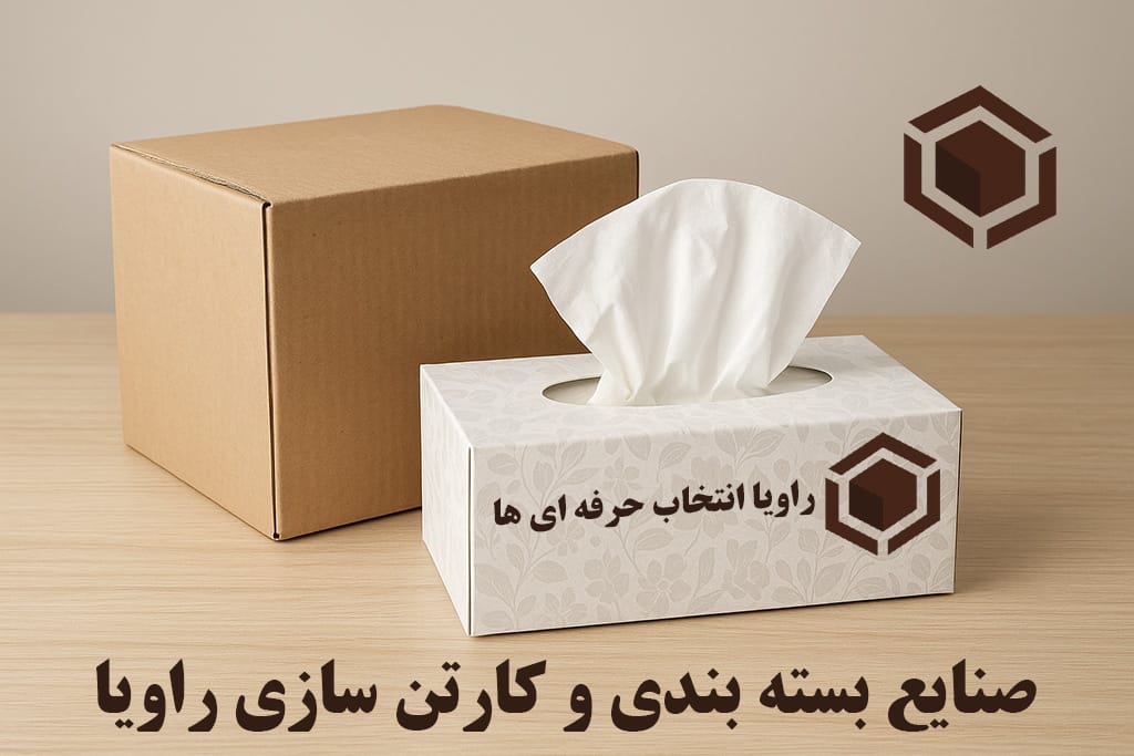کارتن و جعبه دستمال کاغذی با راویا